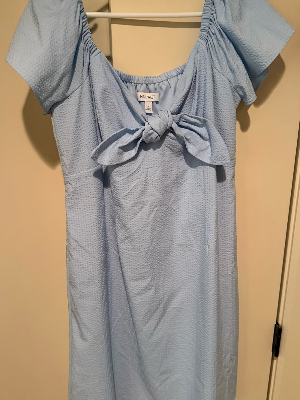Nine West Light Blue Midi Dress with Front Bow